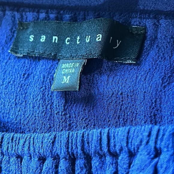 Sanctuary Royal Blue Peasant Top Pull-on Elastic SZ Med Boho Festive Colorful - Picture 2 of 3